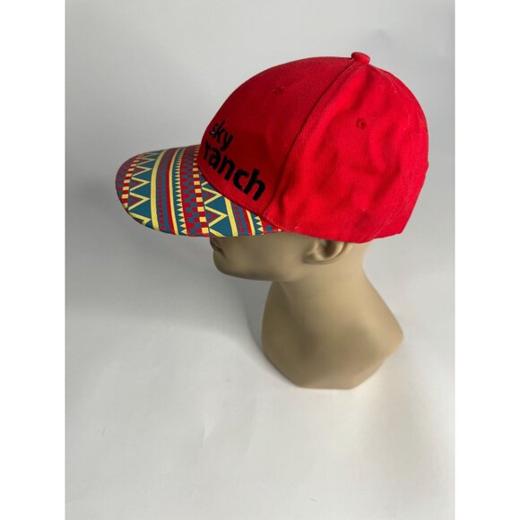 Sky Ranch Red Snapback Hat With Colorful Patterned Brim Adjustable Fit - Picture 15 of 16